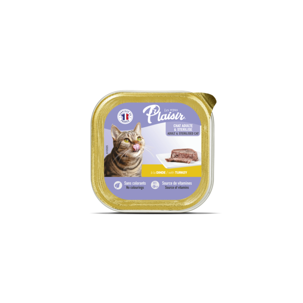 Barquette Plaisir chat adulte Dinde 100gr
